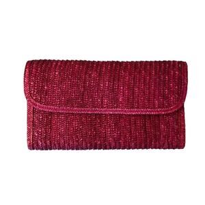 Vintage 60s 70s Woven Straw Envelope Clutch Bag Red Pink